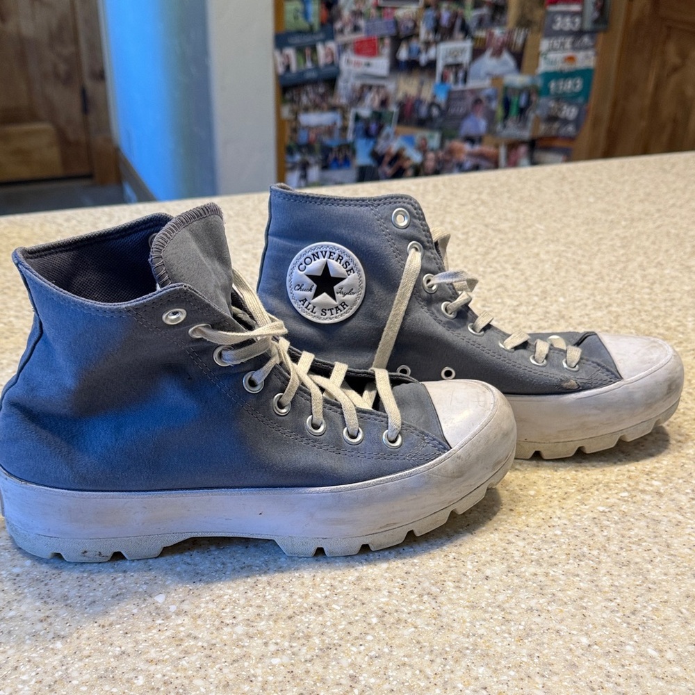 Converse High-Top Sneakers in Gray and White